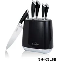 Swiss-Haus Messerblock Messer Kochmesser Messerblock Messerset 6-tlg schwarz Swiss Haus
