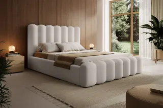 Polsterbett Doppelbett MACON 140x200cm Komplettset Stoff Euphoria Creme