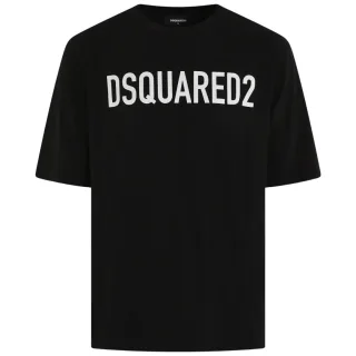 Dsquared2 Loose Fit Markenlogo Schwarzes T-shirt