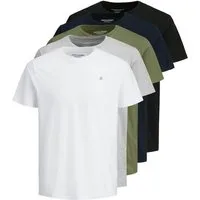 Jack & Jones Rundhalsshirt JORJXJ im 5er Pack mit Rundhals und angenehmem Tragegefühl (Packung, 5-tlg) unifarben, modisch, regular fit, Baumwolle, Rundhals