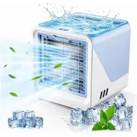 MOPUEA Ventilatorkombigerät Mini Luftkühler USB mit Wasserkühlung, Luftzirkulator 500ML Wassertank, 3 Stufen tragbarer Luftbefeuchter Ventilator für Büro und Schlafzimmer