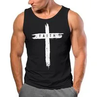 Neverless Tanktop Herren Tank-Top Print Aufdruck Kreuz Cross Faith Glaube Trend-Motiv mit Print