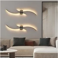 ZMH LED Wandleuchte Schwarz 2-er Set Innen Modern Wandlampe Warmweiß Wandbeleuchtung, LED fest integriert
