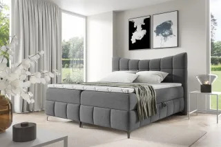 Boxspringbett Schlafzimmerbett CHARLES 180x200cm Stoff Freya Grafit
