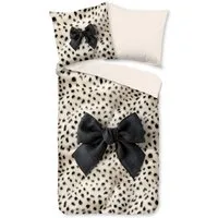 PURE luxury collection Wendebettwäsche Ragna, Microfaser, 3 teilig, Mikrofaser, Pflegeleicht, Reißverschluss, Wendeoptik, Schleife leopard
