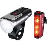 SIGMA Fahrradbeleuchtung Sigma Akku-Beleuchtungsset AURA 80 USB & BLAZE Sigma 80 Lux schwarz/r