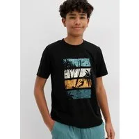 bonprix T-Shirt aus reiner Baumwolle, mit modischem Print, Kurzarm-Design, Regular Fit