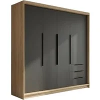 A&J MöbelLand GmbH Drehtürenschrank viertüriger Kleiderschrank mit Schubladen und Metallgriffen. (Geräumiger vier¬türiger Kleiderschrank mit Schubladen und Metallgriffen. Geräumiger Schrank mit einer Breite von 200 cm und Schubladen, ideal zur Aufbew
