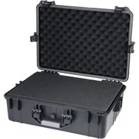 HMF Werkzeugkoffer Robuster Outdoorkoffer mit Druckausgleichsventil und Rasterschaumstoff, Outdoor-Koffer wasserdicht und staubdicht, 57 x 41,5 x 21,5 cm schwarz