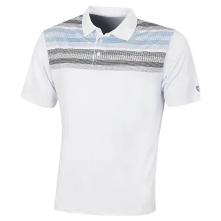 Insel Green Matrix Print Mens White Golf Polo Shirt