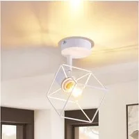 ZMH Deckenstrahler 1 Flammig E14 Deckenleuchte 350° Schwenkbar Vintage Metall Wohnzimmer, Einfache Installation, ohne Leuchtmittel, Weiß um 90° vertikal Wohnzimmerlampe für Schlafzimmer Flur Küche
