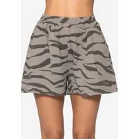SASSYCLASSY Shorts Musselin Sommer Hose Damen kurz mit Animal-Print Lockere Baumwollshorts mit elastischem Bund Atmungsaktiv