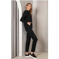 Passioni Sweatpants mit Streifendetails am Gummibund und Bindebändern Schwarz