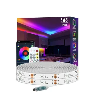 Elfeland 5/10/15m RGBIC Neon LED Strip Light Music Sync DIY Flexible Waterproof IP68 Neon Rope Light for Indoor Outdoor