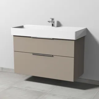 Sanipa 3way Waschtischunterbau zu Duravit Dura Square Waschtisch mit 2 Auszügen, Sandgrau-Matt UF42767