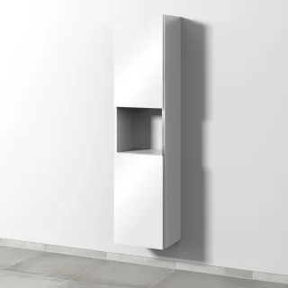 Sanipa 3way Hochschrank mit 2 Türen und 1 offenem Fach, Weiß-Glanz BS11678