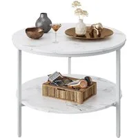 WLIVE Couchtisch Couchtisch rund mit 2 Ebenen, Beistelltisch Holz mit Metallgestell (1 Tisch), Wohnzimmertisch mit Metallrahmen, für Wohnzimmer, Schlafzimmer
