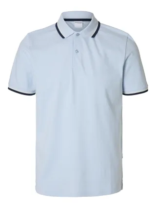 SELECTED MEN - SLMSLIM-ATLAS SPORT SS POLO NOOS Cashmere Blue - Gr. - M