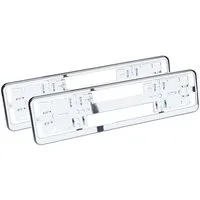HR-IMOTION Kennzeichenhalter 2x Chrom Kennzeichenhalter für Clip Klemm Montage ohne Bohrung