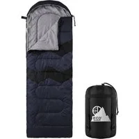 ECD Germany Deckenschlafsack Schlafsack Outdoor für Camping 210 cm Hüttenschlafsack 3 Jahreszeiten, Mumienschlafsack Dunkelblau wasserdicht kleines Packmaß leicht & warm