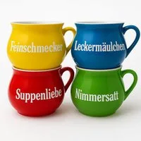 BURI Suppenschüssel Keramik-Suppentassen 4er oder 8er-Set Schüsselset Suppentasse Sprüche, Keramik, (1-tlg)