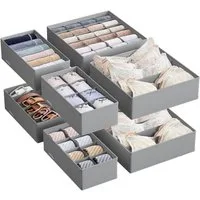 SONGMICS Aufbewahrungsbox Unterwäsche-Organizer, faltbar, Stoffboxen, für BHs Socken Krawatten (8 St), 8 Stück, Ordnungssystem Kleiderschrank, Aufbewahrungsbox Schrank