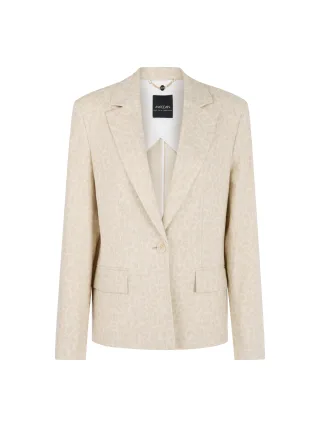 Marc Cain Collections - Blazer mit dezentem Leomuster bright ecru - Gr. - 42
