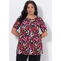 Ulla Popken Longshirt Longshirt Zebramuster A-Linie Rundhals Halbarm