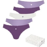LASCANA String Geschenk Box (5er-Pack) mit süßen Herzchen-Prints und aus elastischer Baumwoll-Qualität