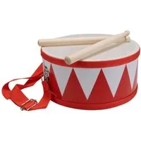 GICO Spielzeug-Musikinstrument Trommel für Kinder rot/weiss – Holz, 20 cm, mit Sticks & Gurt- 3845r