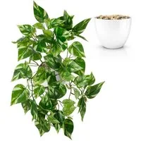 Kunstpflanze Künstliche Hängepflanzen im bruchfesten Topf, Hängepflanze künstlich Efeu, Monstera, Philodendron, Calathea, Pfeilblatt, Mosaik- & Zebrapflanze, PASCH, Bruchfester weißer Kunststofftopf