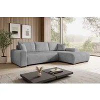 storez24 Ecksofa Ellen, mit Bettkasten und Schlaffunktion, Cordstoff, L-Form, bequem