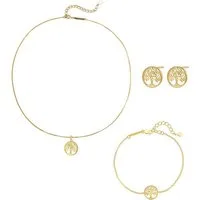 Hey Happiness Schmuckset Filigraner Lebensbaum aus 925 Silber, 3-tlg. (3er Set, inkl. Schmuckbox), Damen Set Kette, Armband & Ohrringe, hypoallergen