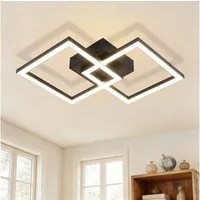 Nettlife LED Deckenleuchte Modern Schwarz Eckig Schlafzimmer 24W Metall 4000K, LED fest integriert, Neutralweiß, Deckenbeleuchtung für Wohnzimmer Flur Schlafzimmer Küche