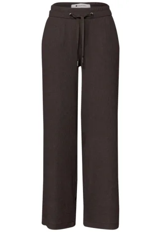 Street One - Lässige Marlenehose mit weitem Bein und elastischem Bund braun - Gr. - 30