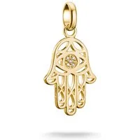 THOMAS SABO Charm-Einhänger Charm Hamsa des Glücks vergoldet - Connect, mit Zirkonia (synth)