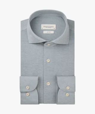 Profuomo - Graues knitted pique Hemd grau - Gr. - 45