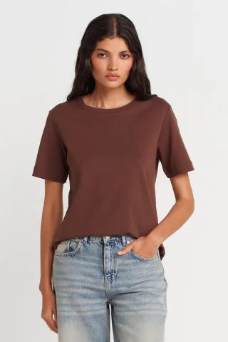 Damen Baumwoll Rundhalsausschnitt T-Shirt
