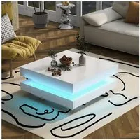 STILVORA Couchtisch mit LED-Beleuchtung,quadratischer Wohnzimmertisch Sofatisch mit USB (1-St)