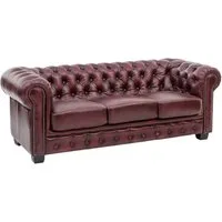 massivum Chesterfield-Sofa 3-Sitzer Echtleder antik-rot, Clubsofa