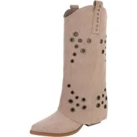 Ital-Design Modische Stiefel mit Metallösendetails für Damen Westernstiefel (91261257) Blockabsatz Stiefel in Hellbraun