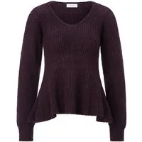 RICHROYAL Wollpullover V-neck Peplum Sweater mulberry