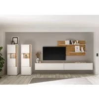 Home affaire Wohnwand City/Giron, moderne Anbauwand, Komplettset in vielen Farben verfügbar, (Set, 5-St), enthält zwei Vitrinen, zwei Hängeschränke & ein Wandboard