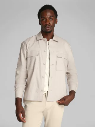 LINEN LYOCELL STRETCH OVERSHIRT silver lining - Gr. - M