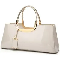 LuxusKollektion Handtasche Handtasche Damen PU Lackleder Umhängetasche Hochzeit Weiß