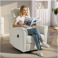 HOMCOM Relaxsessel mit Liegefunktion (elektrischer Fernsehsessel, 1-St., Relaxsessel), für Wohnzimmer, Schlafzimmer, Cremeweiß