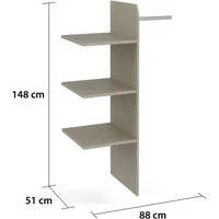 rauch Inneneinteilung Zubehör für Rauch-Schwebetürenschränke ORANGE, Breite 88 cm, Tiefe 51 cm mit 3 Einlegeböden und 1 Kleiderstange