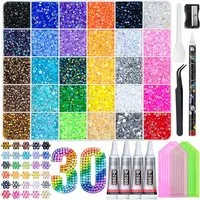 Zaewry Kreativset Jelly Strasssteine,Kit with Glue and Pen,Glitzersteine Bedazzling Kit, (30-tlg), für Nailart Gesichtsbemalung Kostüme und Andere DIY-Kreatione