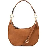 Caspar Schultertasche Leder Hobo Bag edle Damen Handtasche - PREMIUM LINE - Modell No.857, 100% italienisches Wildleder, samtig weich, angenehmer Tragekomfort