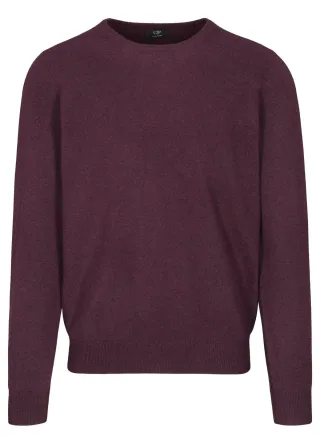 COMMANDER Finest Clothing - Rdh.-Pullover Basic, uni plum mel. - Gr. - M